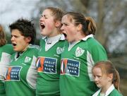 25 February 2007; Ireland team singing the National Anthem before game. Women's Six Nations Rugby, Ireland v England, Thomond Park, Limerick. Picture Credit: Kieran Clancy / SPORTSFILE