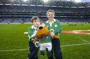 24 February 2007; Ireland mascots Daniel Moloney, left, and Charlie McMickan on the pitch before kickoff. RBS Six Nations Championship, Ireland v England, Croke Park, Dublin. Picture Credit: Matt Browne / SPORTSFILE