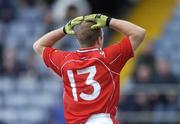 25 February 2007; Arron Hoey, Louth, with his hands over his head after missing a point. Allianz National Football League, Division 1B, Round 3, Laois v Louth, O'Moore Park, Portlaoise, Co. Laois. Photo by Sportsfile