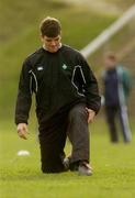26 February 2007; Ireland's Donncha O'Callaghan stretches during squad training. Ireland Rugby Training, St Gerard's School, Bray, Co. Wicklow. Picture credit: Pat Murphy / SPORTSFILE