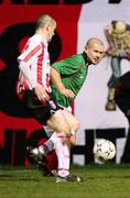 26 February 2007; Tim McCann, Glentoran, in action against Sean Hargan, Derry City. Setanta Cup Group 1, Glentoran v Derry City, The Oval, Belfast, Co. Antrim. Picture credit: Russell Pritchard / SPORTSFILE