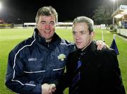 26 February 2007; Rival managers Cork City Damien Richardson and Dungannon Swifts Harry Fay after the game. Setanta Cup Group 2, Dungannon Swifts v Cork City, Strangmore Park, Dungannon, Co. Tyronne. Picture credit: Oliver McVeigh / SPORTSFILE