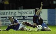 26 February 2007; Ollie Cahill, Drogheda United, in action against Peter Thompson, Linfield. Setanta Cup Group 1, Drogheda United v Linfield, United Park, Drogheda, Co. Louth. Photo by Sportsfile
