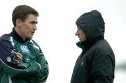 27 February 2007; Ireland head coach Eddie O'Sullivan in conversation with team doctor Dr. Gary O'Driscoll during squad training. Ireland Rugby Training, St Gerard's School,  Bray, Co. Wicklow. Picture credit: Brendan Moran / SPORTSFILE