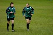 27 February 2007; Ireland's Bryan Young, left, and Rory Best during squad training. Ireland Rugby Training, St Gerard's School, Bray, Co. Wicklow. Picture credit: Brendan Moran / SPORTSFILE