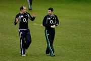 27 February 2007; Ireland's Girvan Dempsey, left, in conversation with Rob Kearney during squad training. Ireland Rugby Training, St Gerard's School, Bray, Co. Wicklow. Picture credit: Brendan Moran / SPORTSFILE