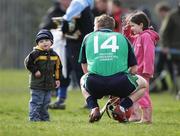 27 February 2007; Joe Canning, Limerick IT, talks to his nephew Nathan, two and half years old, and niece Tegan, five years old, after the game. Ulster Bank Fitzgibbon Cup, Limerick Institute of Technology v University College Dublin, University of Limerick Grounds, Limerick. Picture credit: Kieran Clancy / SPORTSFILE
