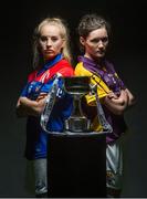 23 September 2014; In attendence at a photocall ahead of the TG4 All-Ireland Junior, Intermediate and Senior Ladies Football Championship Finals on Sunday next, are, Junior Finalists Alisha Jordan, New York and Clara Donnelly, Wexford, with the West County Hotel Cup. Croke Park, Dublin. Picture credit: Brendan Moran / SPORTSFILE