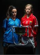 23 September 2014; In attendence at a photocall ahead of the TG4 All-Ireland Junior, Intermediate and Senior Ladies Football Championship Finals on Sunday next, are, Sunior Finalists Sinead Goldrick, left, Dublin, and Roisin Phelan, Cork, with the Brendan Martin Cup. Croke Park, Dublin. Picture credit: Brendan Moran / SPORTSFILE