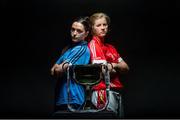23 September 2014; In attendence at a photocall ahead of the TG4 All-Ireland Junior, Intermediate and Senior Ladies Football Championship Finals on Sunday next, are senior finalists Sinead Goldrick, left, Dublin, and Roisin Phelan, Cork, with the Brendan Martin Cup. Croke Park, Dublin. Picture credit: Brendan Moran / SPORTSFILE