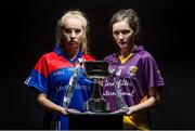 23 September 2014; In attendence at a photocall ahead of the TG4 All-Ireland Junior, Intermediate and Senior Ladies Football Championship Finals on Sunday next, are, Junior Finalists Alisha Jordan, New York and Clara Donnelly, Wexford, with the West County Hotel Cup. Croke Park, Dublin. Picture credit: Brendan Moran / SPORTSFILE