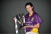 23 September 2014; In attendence at a photocall ahead of the TG4 All-Ireland Junior, Intermediate and Senior Ladies Football Championship Finals on Sunday next is Junior Finalist Clara Donnelly, Wexford, with the West County Hotel Cup. Croke Park, Dublin. Picture credit: Brendan Moran / SPORTSFILE