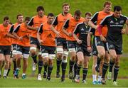 23 September 2014; Munster players, from left to right, Denis Hurley, CJ Stander, Ian Keatley, Donncha O'Callaghan, Paddy Butler, Dave Foley, Tommy O'Donnell, Rory Scannell, Stephen Archer, Felix Jones, in action during squad training ahead of their side's Guinness PRO12, Round 4, match against Ospreys on Saturday. Munster Rugby Squad Training and Press Conference, University of Limerick, Limerick. Picture credit: Diarmuid Greene / SPORTSFILE