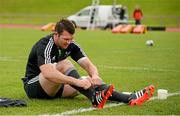 23 September 2014; Munster's Peter O'Mahony ties his boot laces before squad training ahead of their Guinness PRO12, Round 4, match against Ospreys on Saturday. Munster Rugby Squad Training and Press Conference, University of Limerick, Limerick. Picture credit: Diarmuid Greene / SPORTSFILE