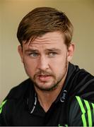 23 September 2014; Munster's Dave Foley speaking during a press conference ahead of their Guinness PRO12, Round 4, match against Ospreys on Saturday. Munster Rugby Squad Training and Press Conference, University of Limerick, Limerick. Picture credit: Diarmuid Greene / SPORTSFILE