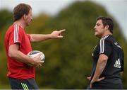 23 September 2014; Munster technical advisor Mick O'Driscoll speaks to Eusebio Guinazu during squad training ahead of their Guinness PRO12, Round 4, match against Ospreys on Saturday. Munster Rugby Squad Training and Press Conference, University of Limerick, Limerick. Picture credit: Diarmuid Greene / SPORTSFILE