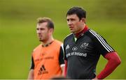 23 September 2014; Munster's Felix Jones, right, and JJ Hanrahan during squad training ahead of their Guinness PRO12, Round 4, match against Ospreys on Saturday. Munster Rugby Squad Training and Press Conference, University of Limerick, Limerick. Picture credit: Diarmuid Greene / SPORTSFILE