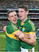 21 September 2014; Kerry's Alan Fitzgerald, left, and Paul Geaney celebrate at the end of the game. GAA Football All Ireland Senior Championship Final, Kerry v Donegal. Croke Park, Dublin. Picture credit: Ramsey Cardy / SPORTSFILE