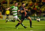 23 September 2014; Roberto Lopes, Bohemians, in action against Ciaran Kilduff, Shamrock Rovers. SSE Airtricity League Premier Division, Bohemians v Shamrock Rovers, Dalymount Park, Dublin. Picture credit: David Maher / SPORTSFILE
