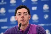 24 September 2014; Rory McIlroy, Team Europe, during a press conference. Previews of the 2014 Ryder Cup Matches. Gleneagles, Scotland. Picture credit: Matt Browne / SPORTSFILE