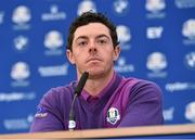 24 September 2014; Rory McIlroy, Team Europe, during a press conference. Previews of the 2014 Ryder Cup Matches. Gleneagles, Scotland. Picture credit: Matt Browne / SPORTSFILE