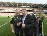 21 September 2014; Kerry selector Mikey Sheehy, left, and Kerry County Board Chairman Patrick O'Sullivan, celebrate after the game. GAA Football All Ireland Senior Championship Final, Kerry v Donegal. Croke Park, Dublin. Picture credit: Ray McManus / SPORTSFILE
