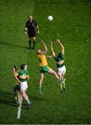 21 September 2014; Anthony Maher, left, and David Moran, Kerry, compete for the throw-in against Neil Gallagher, right, and Rory Kavanagh, Donegal. GAA Football All Ireland Senior Championship Final, Kerry v Donegal. Croke Park, Dublin. Picture credit: Dáire Brennan / SPORTSFILE