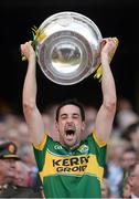 21 September 2014; Kerry's Anthony Maher lifts the Sam Maguire cup. GAA Football All Ireland Senior Championship Final, Kerry v Donegal. Croke Park, Dublin. Picture credit: Stephen McCarthy / SPORTSFILE