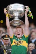 21 September 2014; Kerry's Johnny Buckley lifts the Sam Maguire cup. GAA Football All Ireland Senior Championship Final, Kerry v Donegal. Croke Park, Dublin. Picture credit: Stephen McCarthy / SPORTSFILE