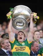 21 September 2014; Kerry's Stephen O'Brien lifts the Sam Maguire cup. GAA Football All Ireland Senior Championship Final, Kerry v Donegal. Croke Park, Dublin. Picture credit: Stephen McCarthy / SPORTSFILE