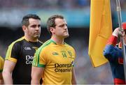 21 September 2014; Donegal captain Michael Murphy, right, and team-mate Paul Durcan in the pre-match parade. GAA Football All Ireland Senior Championship Final, Kerry v Donegal. Croke Park, Dublin. Picture credit: Piaras Ó Mídheach / SPORTSFILE