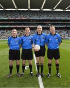 21 September 2014; Match officials, left to right, sideline official James Molloy, linesman Jerome Henry, referee Fergal Kelly, and linesman Anthony Nolan. Electric Ireland GAA Football All Ireland Minor Championship Final, Kerry v Donegal. Croke Park, Dublin. Picture credit: Ray McManus / SPORTSFILE