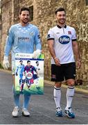 24 September 2014; EA SPORTS celebrates the launch of FIFA 15 with the creation of an exclusive League of Ireland FIFA 15 cover, featuring Barry Murphy from Shamrock Rovers and Richie Towell from Dundalk. Football fans can download this special sleeve for Xbox One or PlayStation 4 exclusively from the HMV Xtra-vision site blog.hmv.ie from midnight on Wednesday 24th September, with all other formats available from midnight on Thursday 25th. The league of Ireland FIFA 15 cover will also appear on shelves in the HMV Xtra-Vision Belgard Road and Dundalk stores when the game launches this Friday. At the launch event in House Dublin was Shamrock Rovers goalkeeper Barry Murphy and Richie Towell of Dundalk. Picture credit: Stephen McCarthy / SPORTSFILE