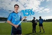 24 September 2014; AIG Ambasadors, from left, Danny Sutcliffe, Dublin Senior Hurler, Jim Gavin, Dublin Senior Football Manager and Bernard Brogan, Dublin Senior Footballer, in attendance at Parnell Park to launch AIG's discounted insurance offer for GAA club members all around the country. GAA club members can avail of up to 15% off car, home and travel insurance by calling AIG's dedicated GAA club member hotline on 1980502727 or by logging onto www.aig.ie/gaa where further discounts are available. Parnell Park, Dublin. Picture credit: Brendan Moran / SPORTSFILE