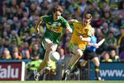 21 September 2014; Tomás Ó Sé, Kerry, in action against Danny Monagle, Donegal. Electric Ireland GAA Football All Ireland Minor Championship Final, Kerry v Donegal. Croke Park, Dublin. Picture credit: Ramsey Cardy / SPORTSFILE