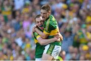 21 September 2014; Kerry's Andrew Barry, left, and Barry O'Sullivan after the match. Electric Ireland GAA Football All Ireland Minor Championship Final, Kerry v Donegal. Croke Park, Dublin. Picture credit: Ramsey Cardy / SPORTSFILE