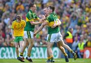 21 September 2014; Kerry's Dan O'Donoghue, Andrew Barry, centre, and Liam Carey after the match. Electric Ireland GAA Football All Ireland Minor Championship Final, Kerry v Donegal. Croke Park, Dublin. Picture credit: Ramsey Cardy / SPORTSFILE