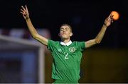 24 September 2014; Corey O'Keeffe, Republic of Ireland, celebrates after scoring his side's first goal. UEFA European U17 Championship 2014/15 Qualifying Round, Republic of Ireland v Faroe Islands. Eamonn Deacy Park, Galway. Picture credit: Diarmuid Greene / SPORTSFILE