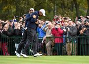 25 September 2014; Team Europe's Sergio Garcia, left, and Thomas Bjorn on the first green. Previews of the 2014 Ryder Cup Matches. Gleneagles, Scotland. Picture credit: Matt Browne / SPORTSFILE