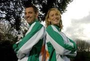 26 February 2007; Team Ireland athletes Thomas Chamney, 800m, and Deirdre Ryan, highjump, at the announcement and launch of the Athletics Ireland European Indoor Championships Team. Merrion Hotel, Dublin. Picture credit: Pat Murphy / SPORTSFILE