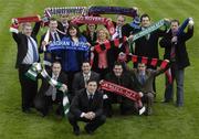 26 February 2007; The FAI's National Coordinator of the Club Promotion Officers Noel Mooney with the Football Association of Ireland Club Promotions Officers, back row, left to right; Patrick Collum, Longford Town, Declan White, St. Patricks Athletic, Julie-Ann Sherlock, Monaghan Utd., Daniel Walshe, Galway Utd., Sinéad Fraher, Sligo Rovers, Gerri O'Neill, Bohemians F.C., Terry Collins, Drogheda Utd., Anthony Rooney, Bray Wanderers and Shane O'Hanlon, Limerick 37 F.C.. Front row, left to right; Adrian Desmond, Cork City, Paul Johnston, Dundalk F.C., Noel Martin, Derry City and Dave Russell, Bohemians F.C. Radisson SAS St. Helen's Hotel, Stillorgan, Dublin. Picture credit: Ray McManus / SPORTSFILE