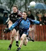 2 March 2007; Andy Moran, Sligo IT, in action against Finnian Moriarty, UUJ. Ulster Bank Sigerson Cup Semi-Final, Sligo Institute of Technology v University of Ulster Jordonstown, Queen's University, Belfast, Co. Antrim. Picture credit: Oliver McVeigh / SPORTSFILE
