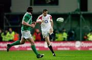 24 February 2007; Andy Farrell, England, kicks downfield against Denis Leamy, Ireland. RBS Six Nations Rugby Championship, Ireland v England, Croke Park, Dublin. Picture Credit: Brendan Moran / SPORTSFILE