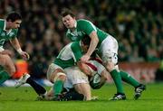 24 February 2007; Ireland players Donncha O'Callaghan and Brian O'Driscoll tackle Mike Tindall, England. RBS Six Nations Rugby Championship, Ireland v England, Croke Park, Dublin. Picture Credit: Brendan Moran / SPORTSFILE
