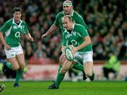 24 February 2007; Denis Hickie, Ireland, on the attack against England, supported by team-mates John Hayes and Ronan O'Gara. RBS Six Nations Rugby Championship, Ireland v England, Croke Park, Dublin. Picture Credit: Brendan Moran / SPORTSFILE