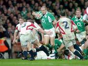 24 February 2007; Denis Hickie, Ireland, is tackled by Phil Vickery, 3, and George Chuter, 2, England. RBS Six Nations Rugby Championship, Ireland v England, Croke Park, Dublin. Picture Credit: Brendan Moran / SPORTSFILE