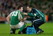 24 February 2007; Brian O'Driscoll, Ireland, is attended to by team physio Cameron Steele. RBS Six Nations Rugby Championship, Ireland v England, Croke Park, Dublin. Picture Credit: Brendan Moran / SPORTSFILE