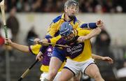 4 March 2007; Malachy Travers, Wexford, in action against Niall Gilligan, Clare. Allianz National Hurling League, Division 1A Round 2, Clare v Wexford, Cusack Park, Ennis, Co. Clare. Picture credit: Ray McManus / SPORTSFILE
