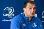 25 September 2014; Leinster's Rhys Ruddock during a press conference ahead of their side's Guinness Pro 12, Round 4, match against Cardiff Blues on Friday. Leinster Rugby Press Conference, RDS Arena, Balsbridge, Dublin. Picture credit: Brendan Moran / SPORTSFILE