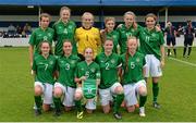 25 September 2014; The Republic of Ireland team, back row, from left to right, Sophiew Waters, Chloe Moloney, Nadine Ryan, Zoe McGlynn, Saoirse Noonan and Dearbhaile Beirne. Front row, from left to right, Sarah McKevitt, Lucy McCarton, Evelyn Daly, Lauryn O'Callaghan and Niamh Prior. Women's U17 International Friendly, Republic of Ireland v Denmark. Home Farm FC, Whitehall, Dublin. Picture credit: Piaras Ó Mídheach / SPORTSFILE